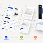 Atomic design system parts growing into complete AI-assisted UI and product screens