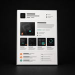 Minimal black cover image with a centered UI UX portfolio document and small mistake markers
